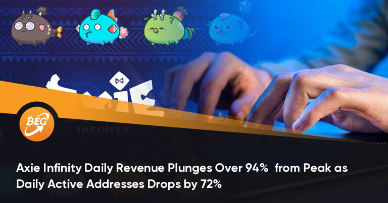Axie Infinity Daily Revenue Plunges Over 94% from Peak as Daily Active Addresses Drops by 72%
